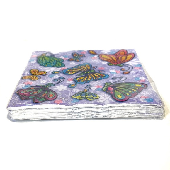 Vintage Y2K 2000s Purple Butterfly Beverage Napkins Pack of 16 Party Girly Blue - Picture 7 of 7